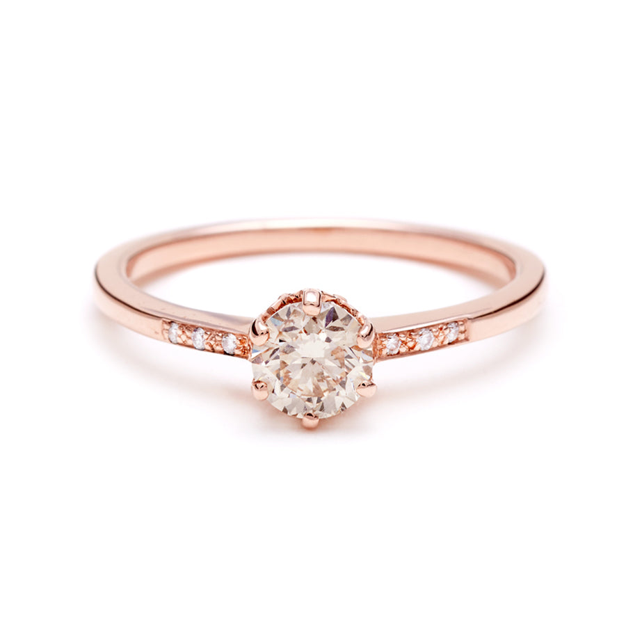 Hazeline Solitaire Ring - 14k Gold & Champagne Diamond - Rose Gold / 0.50ct