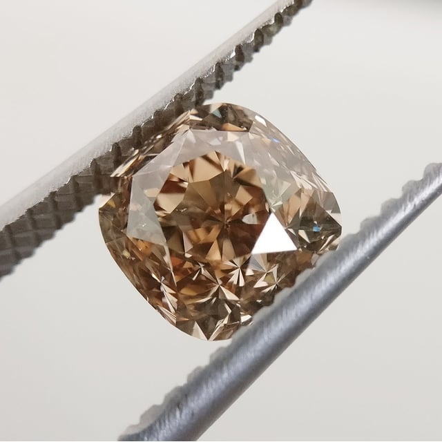 2.17 ct cushion champagne diamond, GIA Fancy Brown