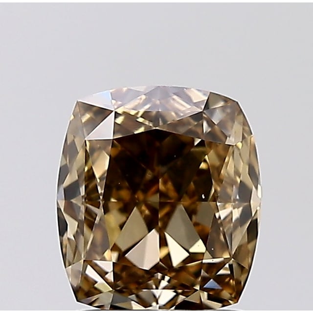 1.73 ct cushion champagne diamond, GIA Fancy Yellow Brown