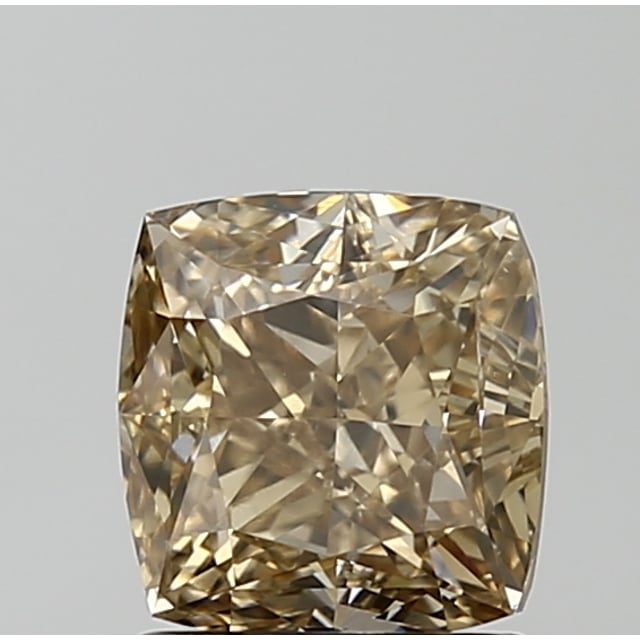1.62 ct cushion champagne diamond, GIA Fancy Yellow Brown