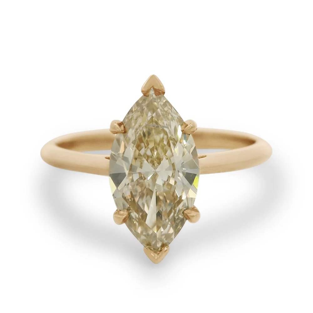 Bea Marquise Solitaire Ring - Yellow Gold & Champagne Diamond (1.50ct)