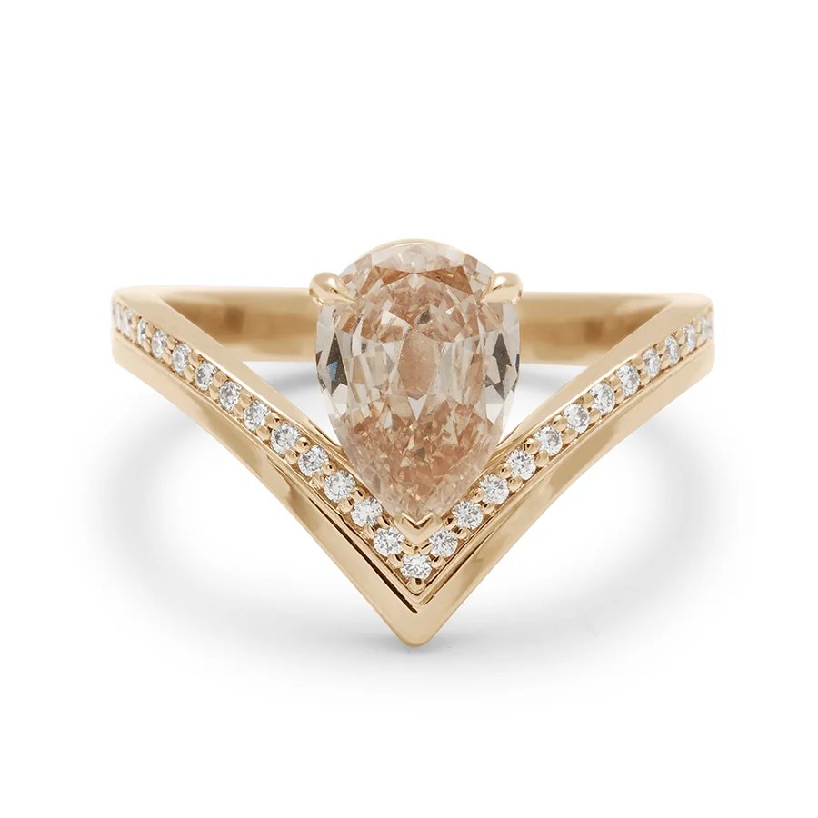 Butterfly Chrysalis Ring - 14k Yellow Gold & Champagne Diamond (1.05ct)