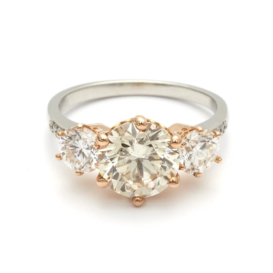 Hazeline Three Stone Ring - Platinum & Champagne Diamond (2.00ct)