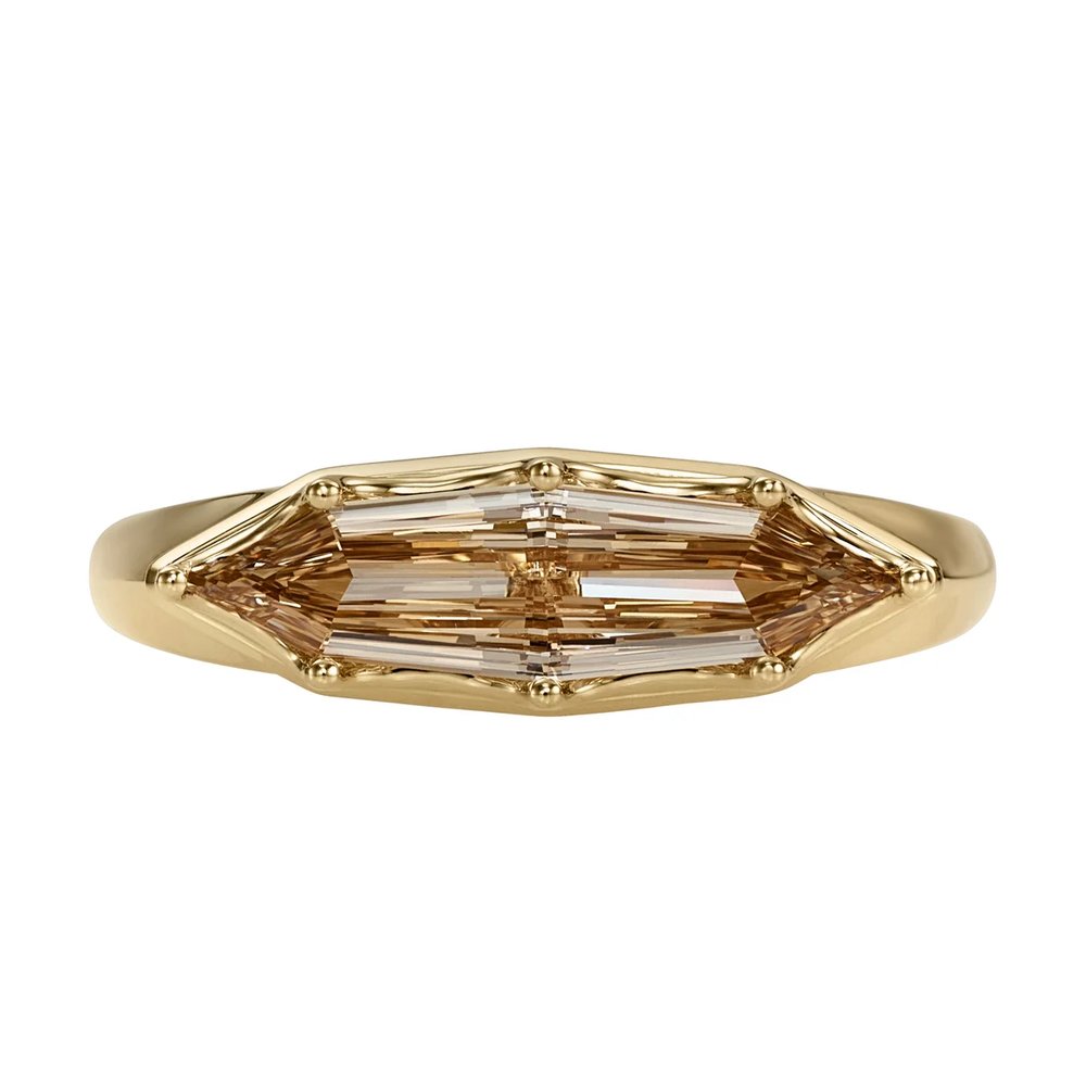 Fancy Color Marquise Diamond Solitaire Ring with Pave Detailing