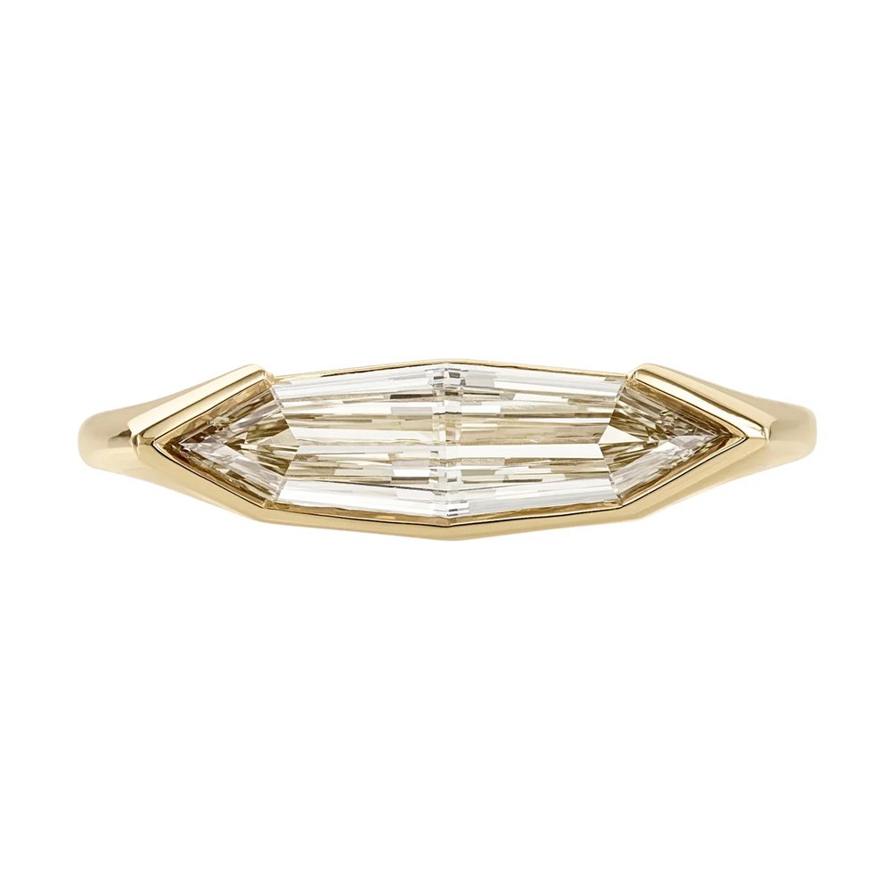 Fancy Color Step Cut Marquise Diamond Solitaire Ring - OOAK