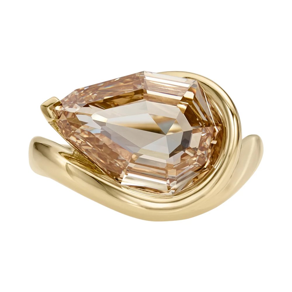 Miel Fancy Color Pear Diamond Solitaire Ring