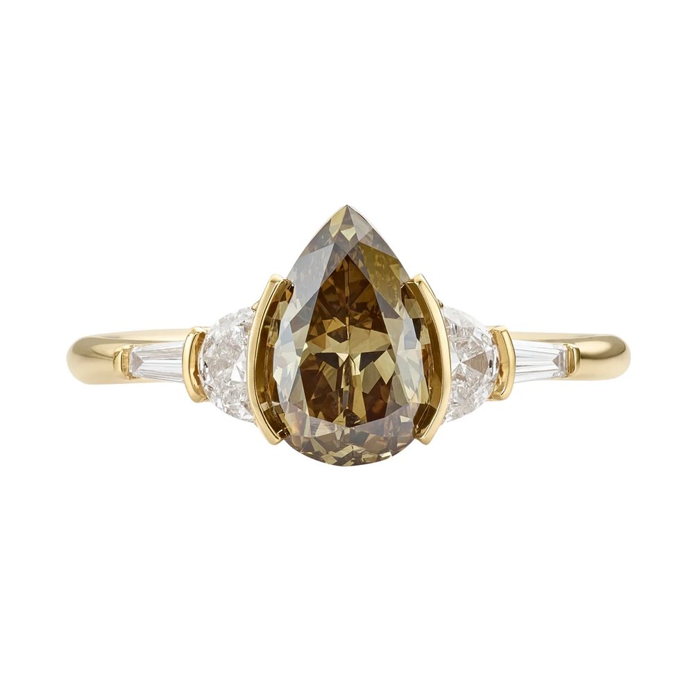 Vetiver Fancy Color Pear Diamond Engagement Ring