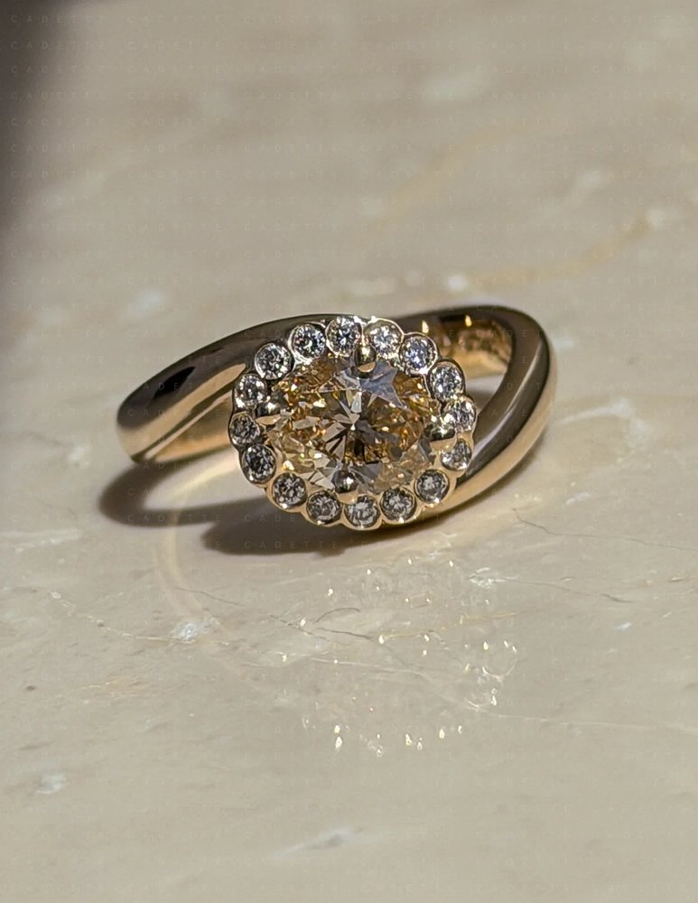 One-of-a-Kind — 1ct Natural Oval Champagne Diamond HALO Rapture Ring