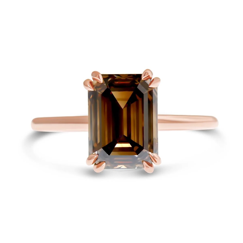 Alaia Emerald Cut Natural Champagne Diamond Engagement Ring (2.00ct)