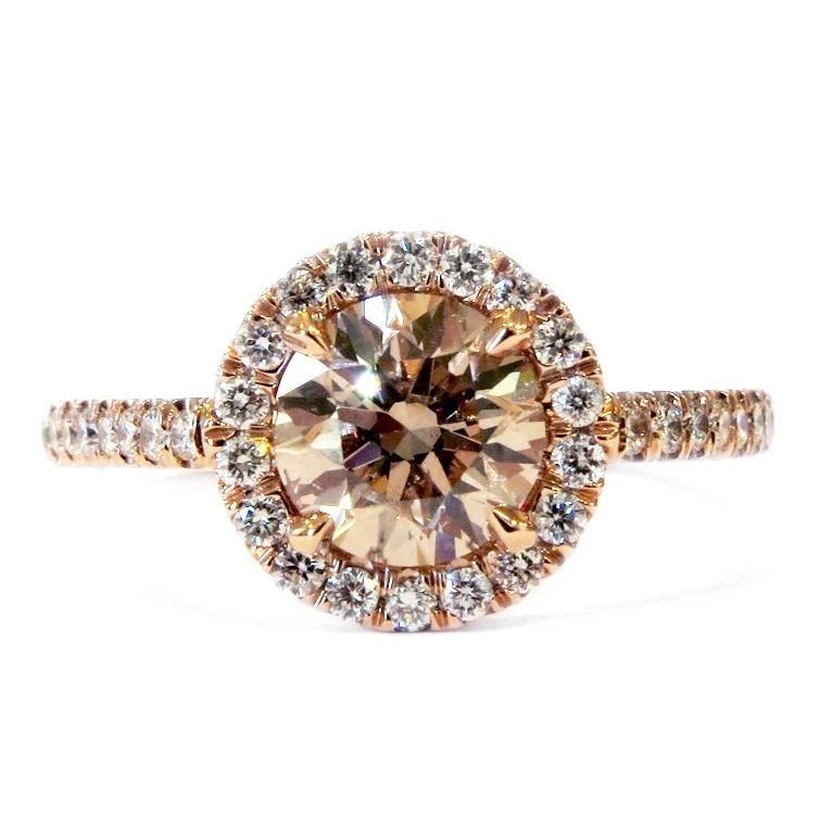 Delmira 1ct Bronze Diamond Halo Engagement Ring