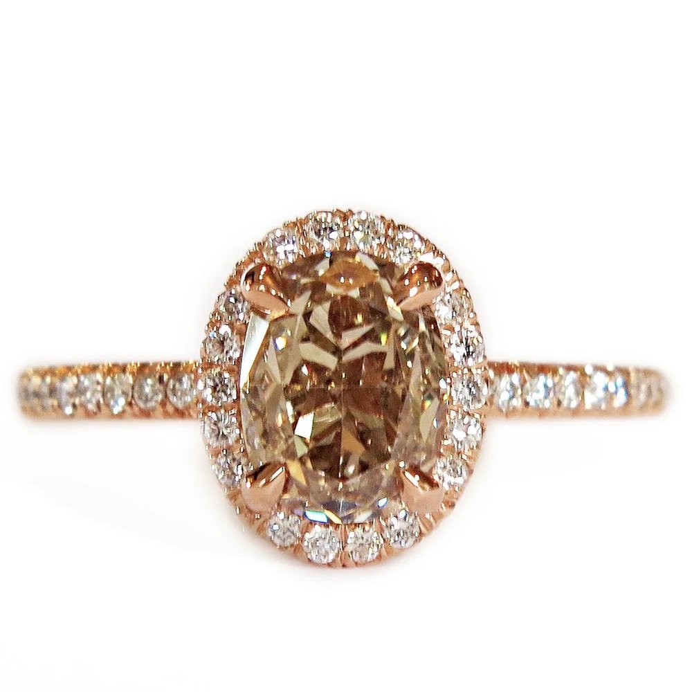Holly 1ct Champagne Diamond Halo Engagement Ring