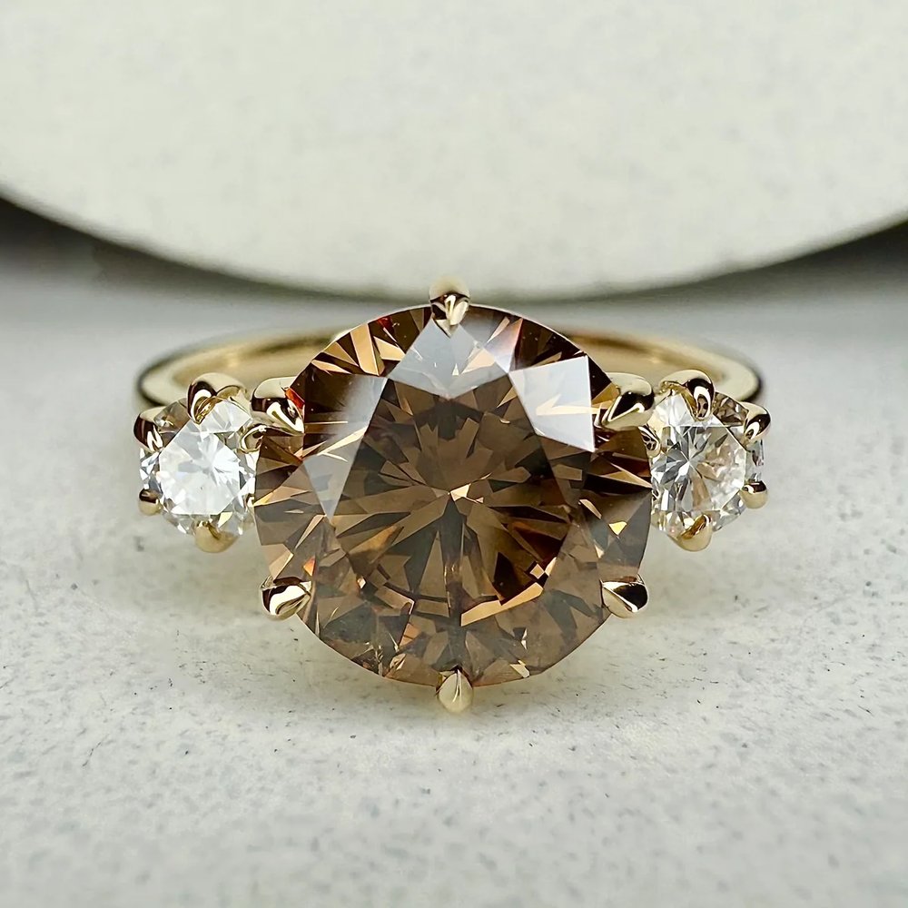 Luna Natural Champagne Diamond Engagement Ring In Yellow Gold (2.50ct)