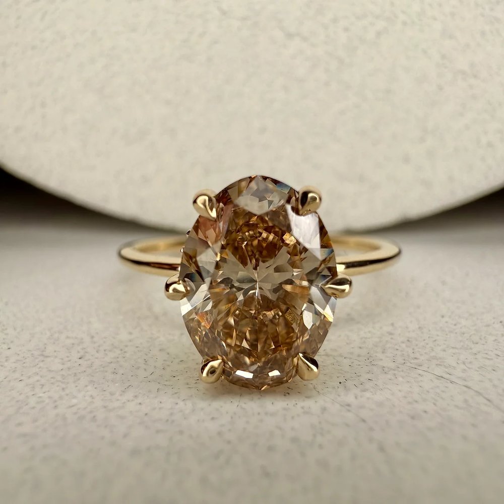 Martina Natural Oval Champagne Diamond Engagement Ring (2.00ct)