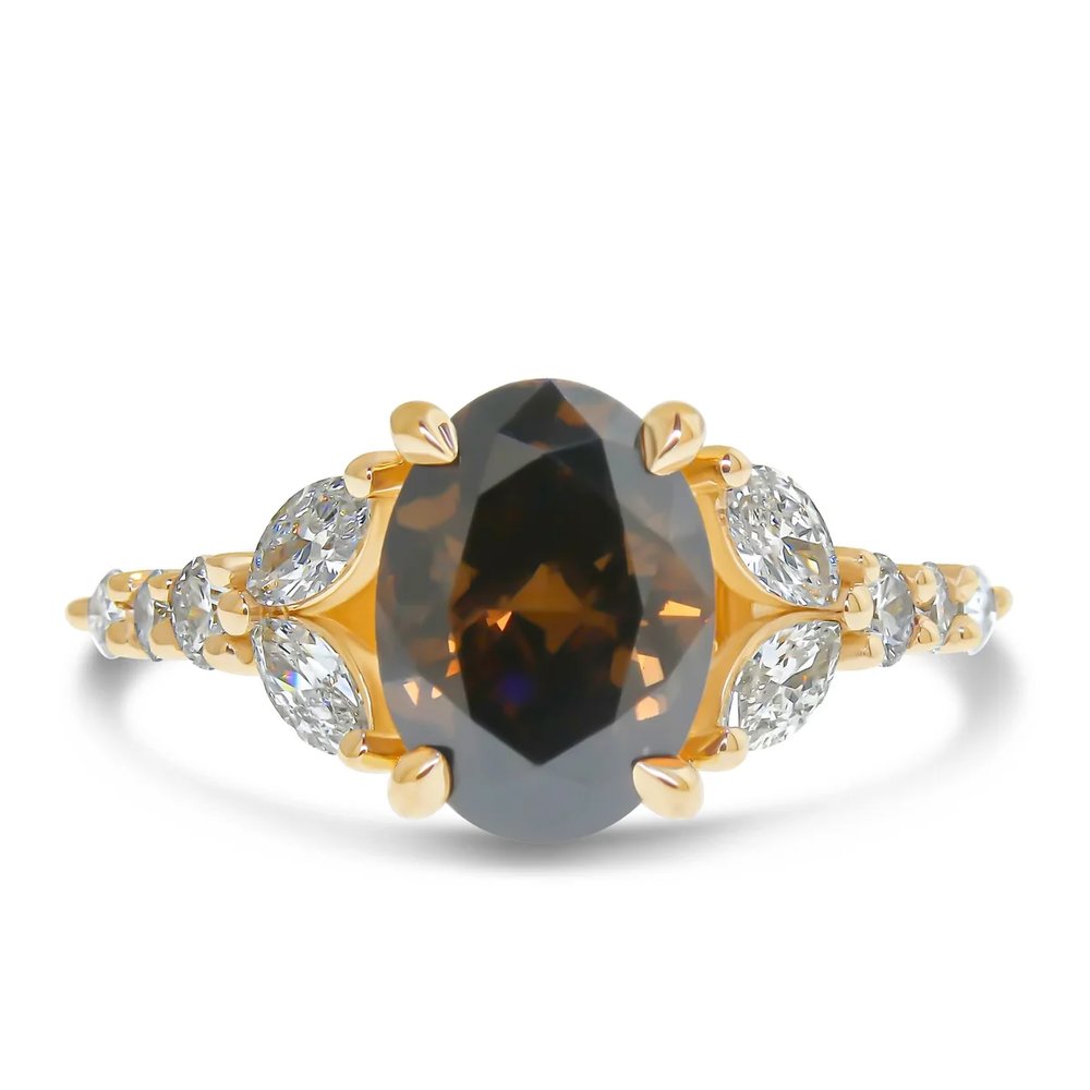 Rossi 2.03 Carat Natural Australian Oval Champagne Diamond Engagement Ring
