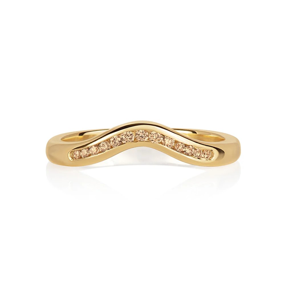 Ashi Gentle Curved Champagne Diamond Ring