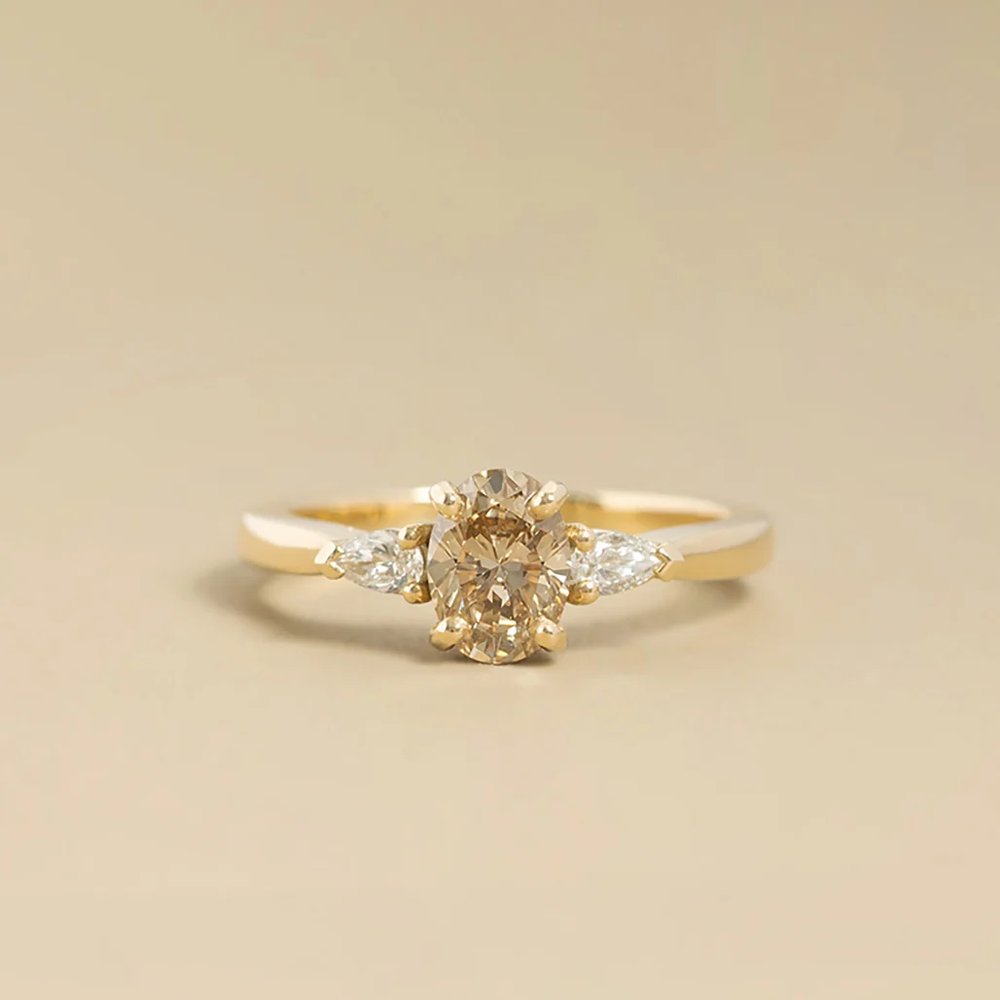 Sona Brown Oval Diamond Ring