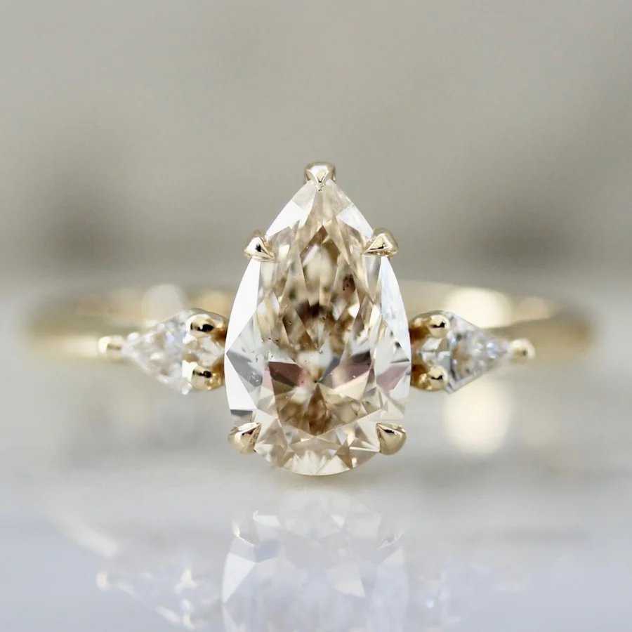 Harlan Champagne Pear Cut Diamond Ring