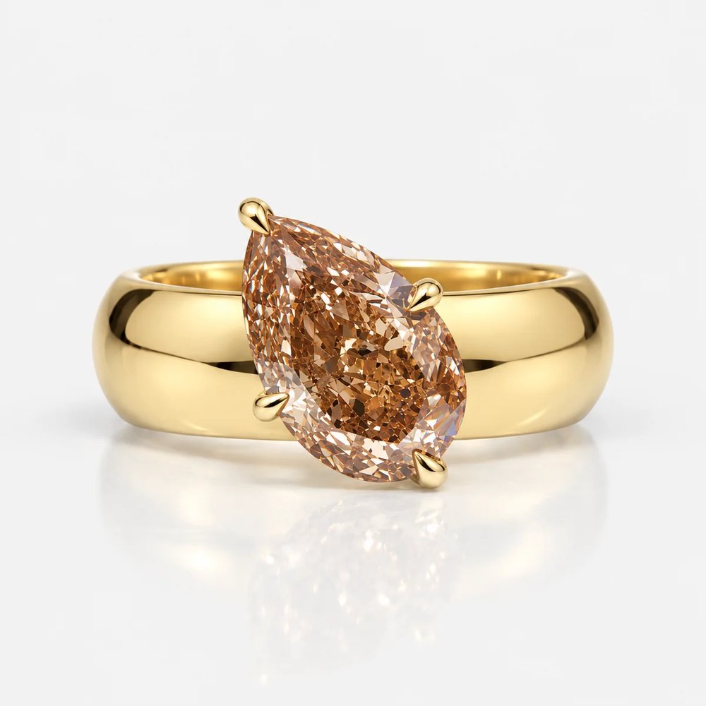 3ct Champagne Pear Diamond Amber Engagement Ring