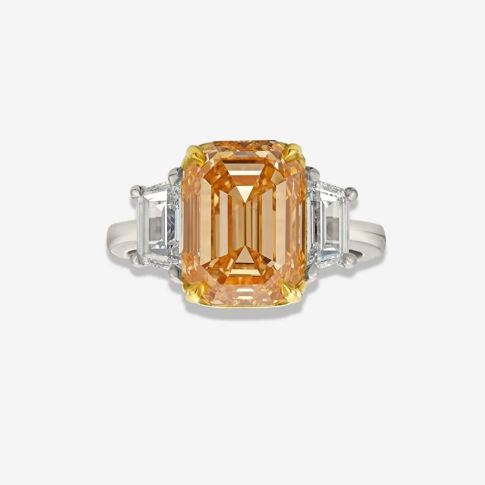 5ct GIA Champagne Emerald Diamond Engagement Ring