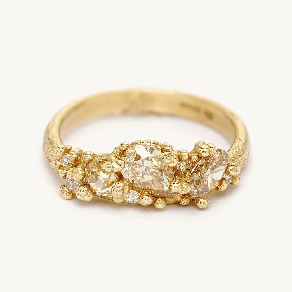 Asymmetric Champagne Diamond Ring