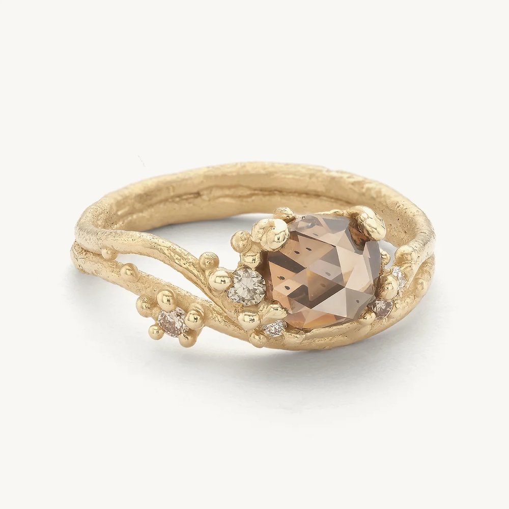 Champagne Rose Cut Diamond Encrusted Ring