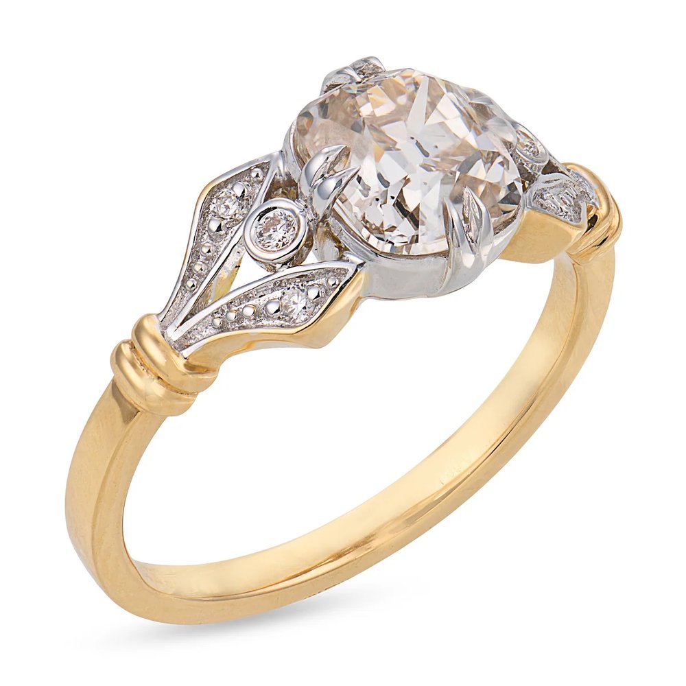 Ophelia GIA 1.54 carat old mine cut diamond ring - T&H Exclusive